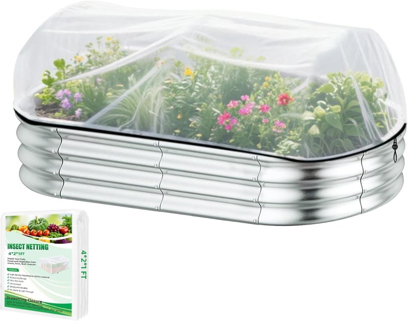 YTJ 1 Pack Garden Netting for Raised Beds, Raised Bed Bird Netting Pest Barrier Screen, UV -Resistant, Protect for Vegetables, Fruit & Flower Protection (Black Drawstring, 4×2×2FT) - Image 1